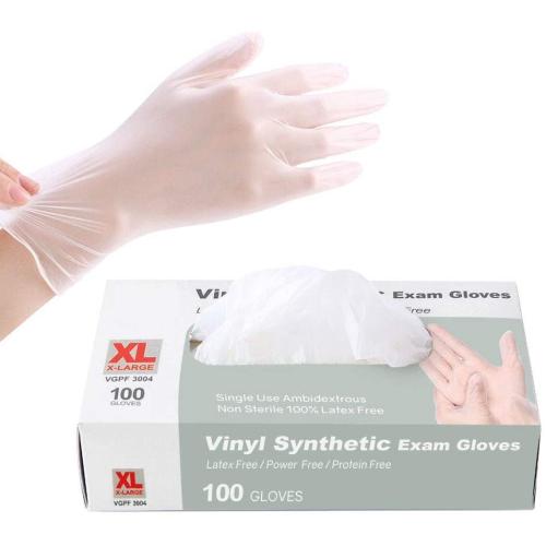 Disposable Gloves, Squish Clear Vinyl Gloves Latex Free Powder-Free Glove PVC Cleaning Health Gloves for Kitchen Cooking Cleaning Safety Food Handling, 100PCS/Box, 