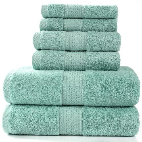 Pinzon 6 Piece Blended Egyptian Cotton Bath Towel Set - Bamboo Cyan