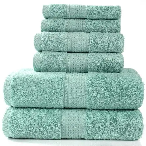 Pinzon 6 Piece Blended Egyptian Cotton Bath Towel Set - Bamboo Cyan Pinzon 6 Piece Blended Egyptian Cotton Bath Towel Set - Bamboo Cyan