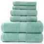 Pinzon 6 Piece Blended Egyptian Cotton Bath Towel Set - Bamboo Cyan