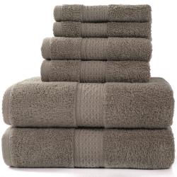 Pinzon 6 Piece Blended Egyptian Cotton Bath Towel Set - Dark Coffee