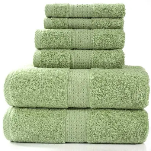 Pinzon 6 Piece Blended Egyptian Cotton Bath Towel Set - Green Pinzon 6 Piece Blended Egyptian Cotton Bath Towel Set - Green
