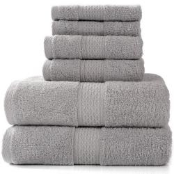 Pinzon 6 Piece Blended Egyptian Cotton Bath Towel Set - Grey