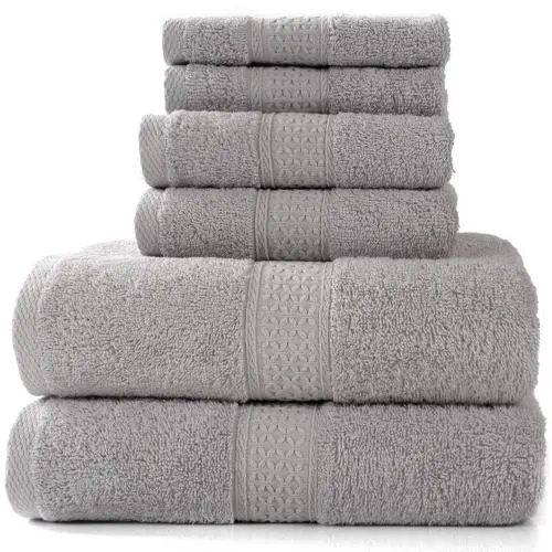 Pinzon 6 Piece Blended Egyptian Cotton Bath Towel Set - Grey Pinzon 6 Piece Blended Egyptian Cotton Bath Towel Set - Grey