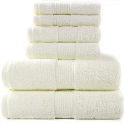 Pinzon 6 Piece Blended Egyptian Cotton Bath Towel Set - Off White