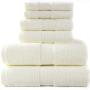 Pinzon 6 Piece Blended Egyptian Cotton Bath Towel Set - Off White