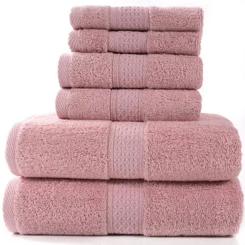 Pinzon 6 Piece Blended Egyptian Cotton Bath Towel Set - Pink Pinzon 6 Piece Blended Egyptian Cotton Bath Towel Set - Pink