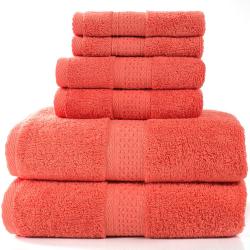 Pinzon 6 Piece Blended Egyptian Cotton Bath Towel Set - Red