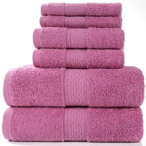 Pinzon 6 Piece Blended Egyptian Cotton Bath Towel Set - Rose Red Pinzon 6 Piece Blended Egyptian Cotton Bath Towel Set - Rose Red