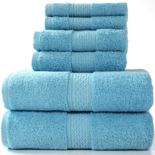 Pinzon 6 Piece Blended Egyptian Cotton Bath Towel Set - Sky Blue Pinzon 6 Piece Blended Egyptian Cotton Bath Towel Set - Sky Blue
