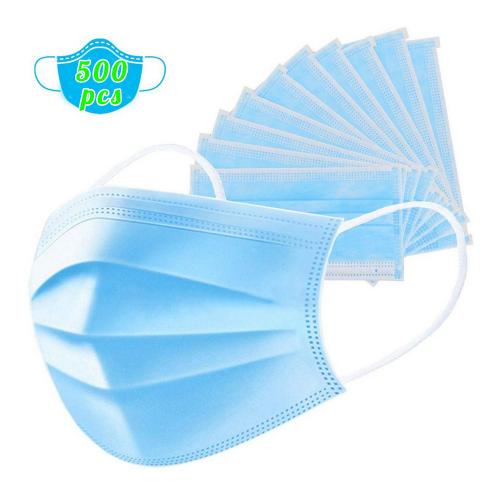 500 Pcs Disposable Earloop Face Masks, Face Masks Medical, 3-Ply Face Mask Medical Surgical Dental Earloop Polypropylene Masks for Personal Health Virus Protection fast delivery by ups dhl fedex