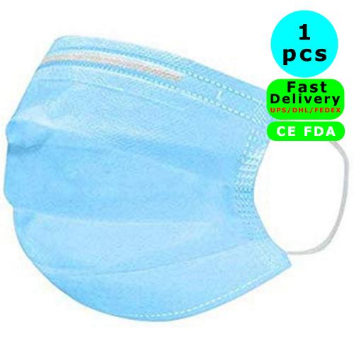 1 pcs Disposable Face Mask Safety Mask Dust for Medical Dental Salon and Personal Health, 3-Ply Ear Loop in stock Fast Quick delivery by DHL/UPS/Fedex