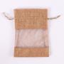 Natural Burlap Bags with Drawstring, Reusable Linen Pouches, Perfect for Jewelry Pouch, Wedding Birthday Parties Favor, Gift/Candy Bags, See Through Window ,Deep Linen