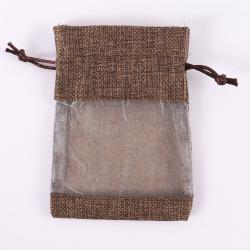 Natural Burlap Bags with Drawstring, Reusable Linen Pouches, Perfect for Jewelry Pouch, Wedding Birthday Parties Favor, Gift/Candy Bags, See Through Window ,Coffee