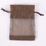 Natural Burlap Bags with Drawstring, Reusable Linen Pouches, Perfect for Jewelry Pouch, Wedding Birthday Parties Favor, Gift/Candy Bags, See Through Window ,Coffee