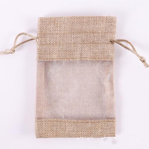 Natural Burlap Bags with Drawstring, Reusable Linen Pouches, Perfect for Jewelry Pouch, Wedding Birthday Parties Favor, Gift/Candy Bags, See Through Window ,natural linen