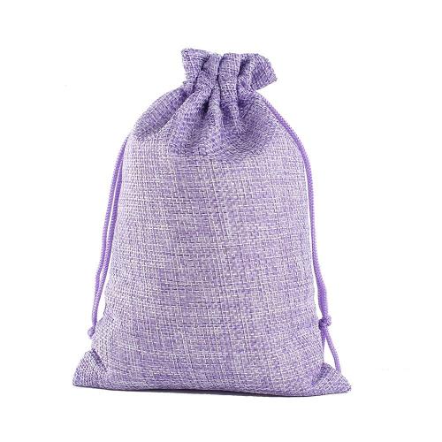 Natural Burlap Bags with Drawstring, Reusable Linen Pouches, Perfect for Jewelry Pouch, Wedding Birthday Parties Favor, Gift/Candy Bags, Light Purple