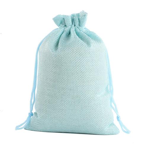 Natural Burlap Bags with Drawstring, Reusable Linen Pouches, Perfect for Jewelry Pouch, Wedding Birthday Parties Favor, Gift/Candy Bags, Light Blue