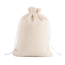 Natural Burlap Bags with Drawstring, Reusable Linen Pouches, Perfect for Jewelry Pouch, Wedding Birthday Parties Favor, Gift/Candy Bags, Off White