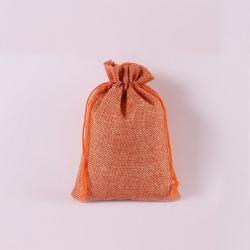 Natural Burlap Bags with Drawstring, Reusable Linen Pouches, Perfect for Jewelry Pouch, Wedding Birthday Parties Favor, Gift/Candy Bags, Orange