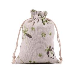 Natural Color Picture Burlap Bags with Drawstring, Reusable Linen Pouches, Perfect for Jewelry Pouch, Wedding Birthday Parties Favor, Gift/Candy Bags ,dandelion