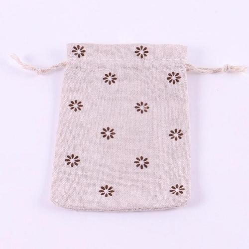 Natural Color Picture Burlap Bags with Drawstring, Reusable Linen Pouches, Perfect for Jewelry Pouch, Wedding Birthday Parties Favor, Gift/Candy Bags ,Grey Daisy
