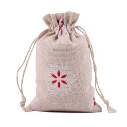 Natural Color Picture Burlap Bags with Drawstring, Reusable Linen Pouches, Perfect for Jewelry Pouch, Wedding Birthday Parties Favor, Gift/Candy Bags ,Ice Flower