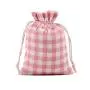Natural Color Picture Burlap Bags with Drawstring, Reusable Linen Pouches, Perfect for Jewelry Pouch, Wedding Birthday Parties Favor, Gift/Candy Bags ,Pink Lattice