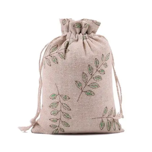 Natural Color Picture Burlap Bags with Drawstring, Reusable Linen Pouches, Perfect for Jewelry Pouch, Wedding Birthday Parties Favor, Gift/Candy Bags ,Green Leaf Natural Color Picture Burlap Bags with Drawstring, Reusable Linen Pouches, Perfect for Jewelry Pouch, Wedding Birthday Parties Favor, Gift/Candy Bags ,Green Leaf