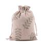 Natural Color Picture Burlap Bags with Drawstring, Reusable Linen Pouches, Perfect for Jewelry Pouch, Wedding Birthday Parties Favor, Gift/Candy Bags ,Green Leaf