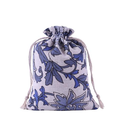 Natural Color Picture Burlap Bags with Drawstring, Reusable Linen Pouches, Perfect for Jewelry Pouch, Wedding Birthday Parties Favor, Gift/Candy Bags ,Big Flower