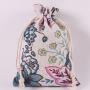 Natural Color Picture Burlap Bags with Drawstring, Reusable Linen Pouches, Perfect for Jewelry Pouch, Wedding Birthday Parties Favor, Gift/Candy Bags ,Orchid Flower