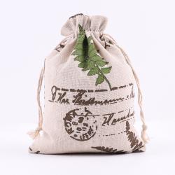 Natural Color Picture Burlap Bags with Drawstring, Reusable Linen Pouches, Perfect for Jewelry Pouch, Wedding Birthday Parties Favor, Gift/Candy Bags ,Pine Tree