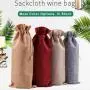 Wine Bags, Champagne Bottle Bags Covers Natural Jute Wine Bottles Gift Bags Sacks with Drawstring for Wedding Party Favors Christmas Wine Tasting Party Supplies ,Deep Pink