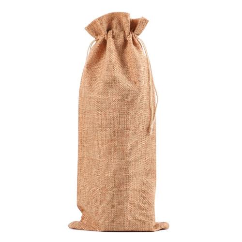 Wine Bags, Champagne Bottle Bags Covers Natural Jute Wine Bottles Gift Bags Sacks with Drawstring for Wedding Party Favors Christmas Wine Tasting Party Supplies , Deep Linen Color