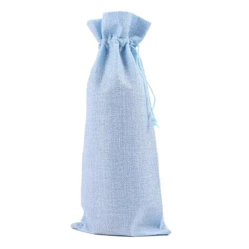 Wine Bags, Champagne Bottle Bags Covers Natural Jute Wine Bottles Gift Bags Sacks with Drawstring for Wedding Party Favors Christmas Wine Tasting Party Supplies ,Sky Blue