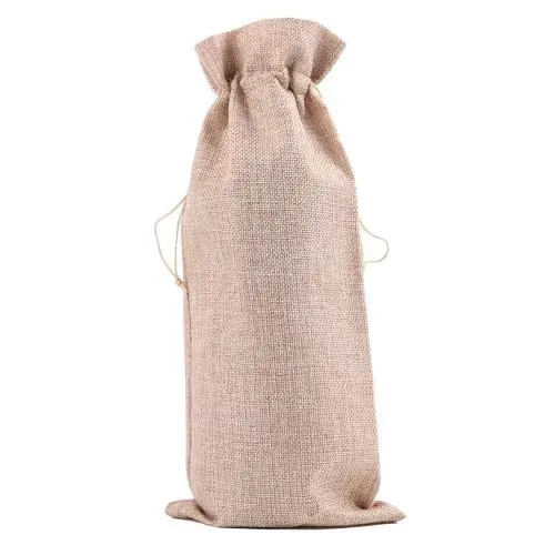 Wine Bags, Champagne Bottle Bags Covers Natural Jute Wine Bottles Gift Bags Sacks with Drawstring for Wedding Party Favors Christmas Wine Tasting Party Supplies ,natural Linen