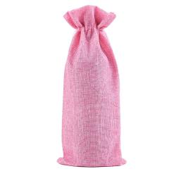 Wine Bags, Champagne Bottle Bags Covers Natural Jute Wine Bottles Gift Bags Sacks with Drawstring for Wedding Party Favors Christmas Wine Tasting Party Supplies ,Pink