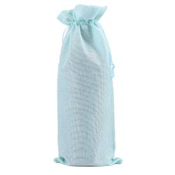 Wine Bags, Champagne Bottle Bags Covers Natural Jute Wine Bottles Gift Bags Sacks with Drawstring for Wedding Party Favors Christmas Wine Tasting Party Supplies ,Light Blue