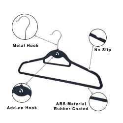 Speed Hanger ABS Multi-purpose non-slip removable hangers black rubber coat  for drying clothes 