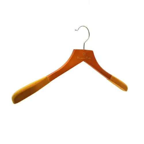 Antique Golden wooden hanger with velvet coated shoulder