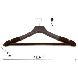 Custom Flat Hook Non Slip Velvet Coated Shoulder Wooden Suit Coat Clothing hangers with Stainless Hook