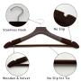 Custom Flat Hook Non Slip Velvet Coated Shoulder Wooden Suit Coat Clothing hangers with Stainless Hook