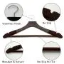 Custom Flat Hook Non Slip Velvet Coated Shoulder Wooden Suit Coat Clothing hangers with Stainless Hook