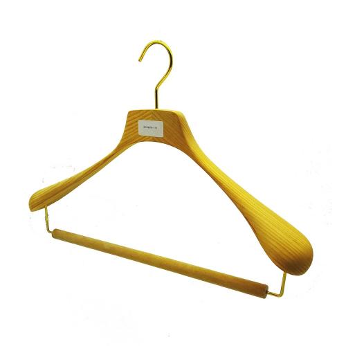 High End Home North European Ash Hanger Ash  Wooden Coat Hangers, Suit Hanger, Jacket Hanger, Clothes hangers with Velvet Pant Bar Natural Color Smooth Finish (17.32''Lx2.36''W)