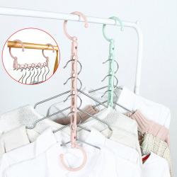 Windproof 5 Hole Magic Coat Clothes Hanger Sets Multifunction Holder Clothes Hanging Organizer Folding Rotating Coat Storage Rack for dormitory, students' hostel,Dormitories,Residence Hall, Hotel, Motel