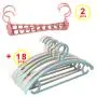 9-hole Space Saving Hanger Sets organizer magic hanger multi-function folding magic hanger wardrobe drying clothes storage with Widen Shoulder Plastic Hanger for dormitory, students' hostel,Dormitories,Residence Hall, Hotel, Motel