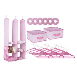 Children Nursery Closet Organizer, Pink, 24 Piece