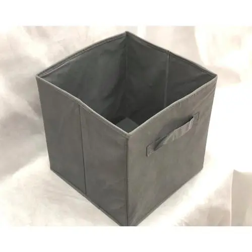 Promotional Design Set of 6 Foldable Storage Boxes Cubes, Nonwoven Fabric Cloth Organizer Basket Bin with Dual Handles, Beige