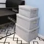 Storage Bins for Closet with Lids and Handles, Rectangle Storage Box, Fabric Storage Baskets Containers, Gray, Medium, small, medium, large for one set Storage Bins for Closet with Lids and Handles, Rectangle Storage Box, Fabric Storage Baskets Containers, Gray, Medium, small, medium, large for one set